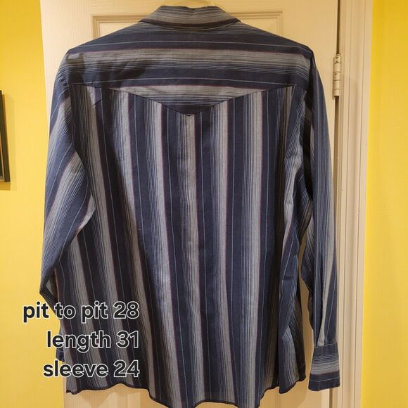 MEN'S WRANGLER RETRO PREMIUM LONG SLEEVE WESTERN SNAP PLAID SHIRT 2XL BLUE PLAID - Picture 4 of 4